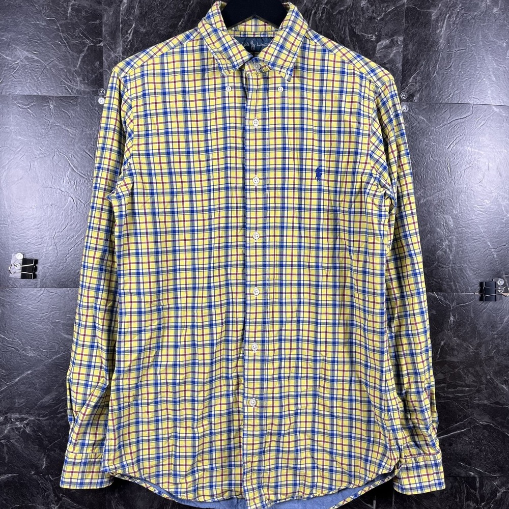 Polo Ralph Lauren Men's Yellow Plaid Button Shirt Small